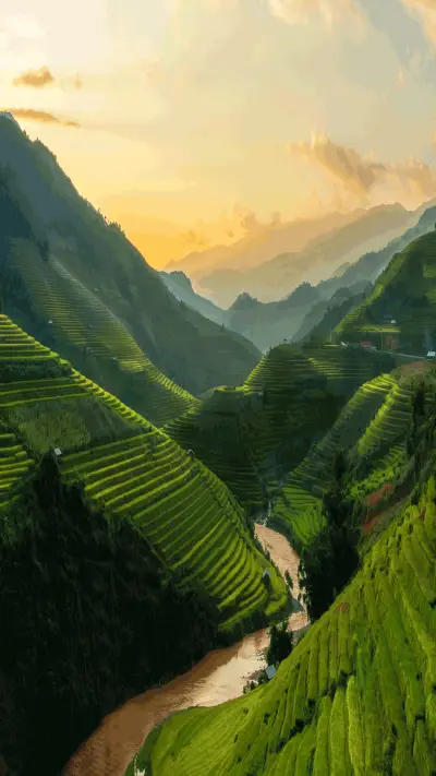 绿色梯田-拍信图库