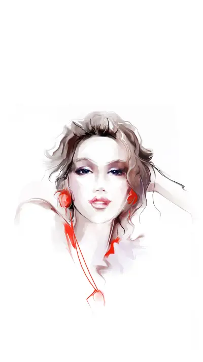 文艺美女插画-拍信图库 - Screenshot 1